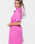 Mina Half Zip Dress Short Sleeve 37" (Bubble Pink) - Dress - Yakira Bella