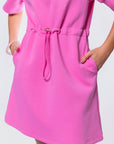 Mina Half Zip Dress Short Sleeve 37" (Bubble Pink) - Dress - Yakira Bella