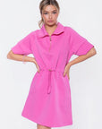 Mina Half Zip Dress Short Sleeve 37" (Bubble Pink) - Dress - Yakira Bella