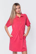 Mina Half Zip Dress Short Sleeve 37" (Coral)