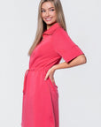 Mina Half Zip Dress Short Sleeve 37" (Coral) - Dress - Yakira Bella