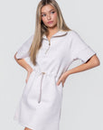 Mina Half Zip Dress Short Sleeve 37" (Ivory Heather) - Dress - Yakira Bella
