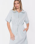 Mina Half Zip Dress Short Sleeve 37" (Mint) - Dress - Yakira Bella