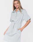 Mina Half Zip Dress Short Sleeve 37" (Mint) - Dress - Yakira Bella