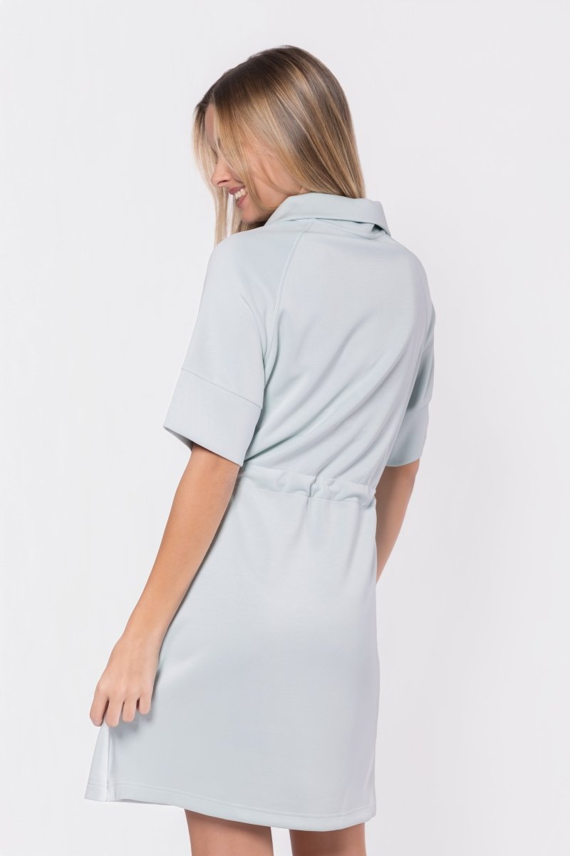 Mina Half Zip Dress Short Sleeve 37" (Mint) - Dress - Yakira Bella