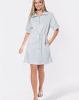 Mina Half Zip Dress Short Sleeve 37" (Mint) - Dress - Yakira Bella