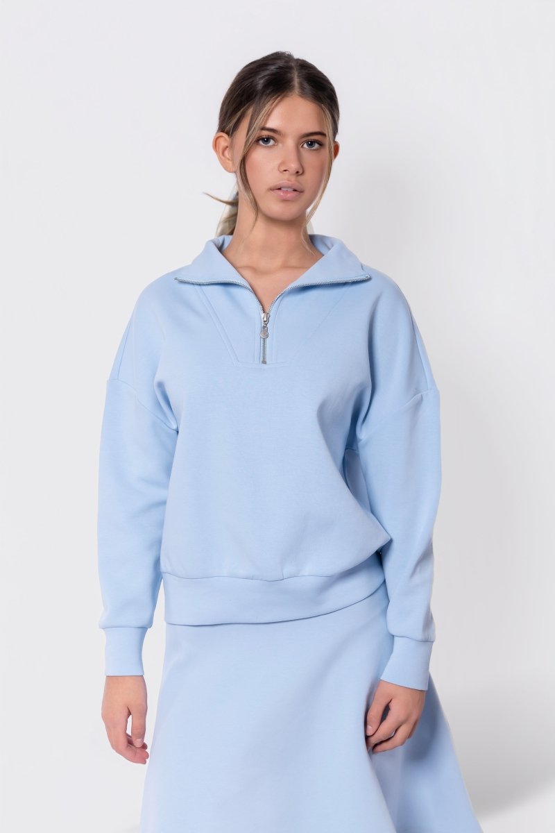 Mina Half Zip Top (Baby Blue) - Top - Yakira Bella