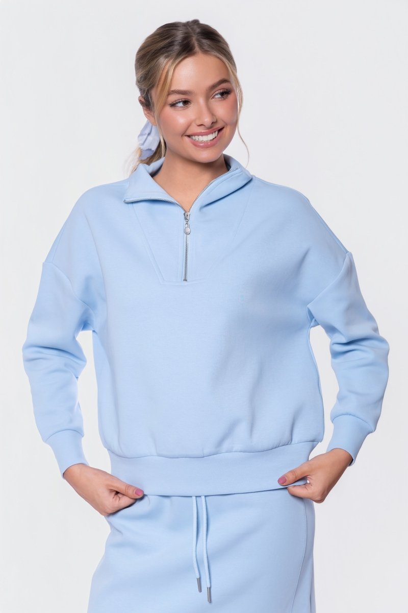 Mina Half Zip Top (Baby Blue) – Yakira Bella