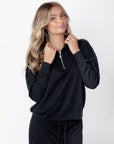 Mina Half Zip Top (Black) - Top - Yakira Bella