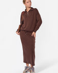 Mina Half Zip Top (Dark Brown) - Top - Yakira Bella