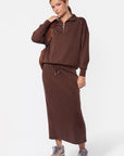Mina Half Zip Top (Dark Brown) - Top - Yakira Bella