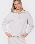 Mina Half Zip Top (Light Grey) - Top - Yakira Bella