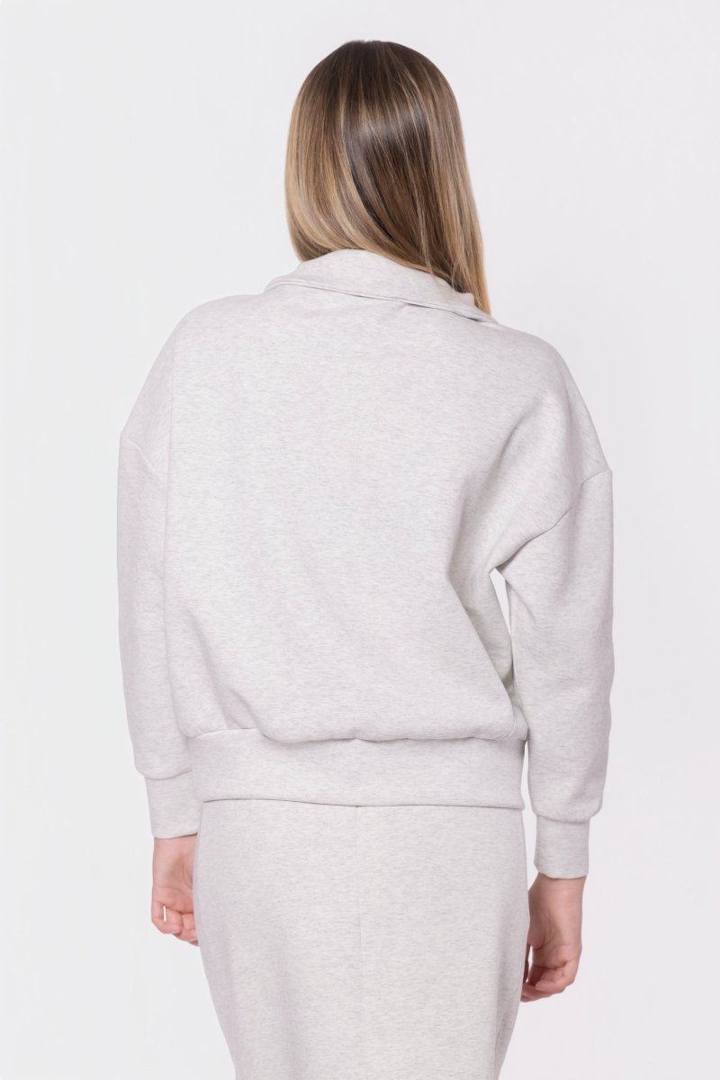 Mina Half Zip Top (Light Grey) – Yakira Bella