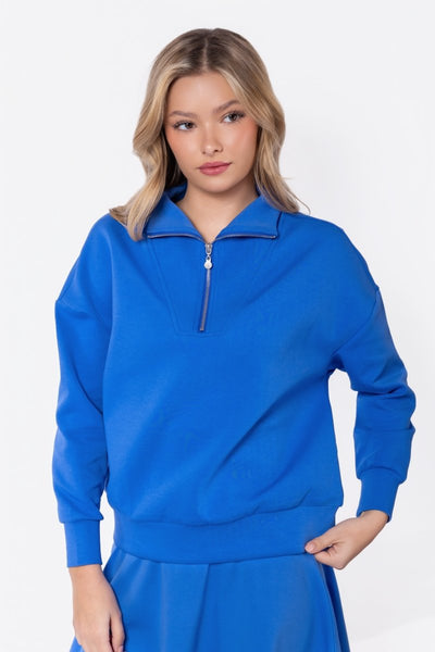 Mina Half Zip Top (Marina Blue) – Yakira Bella