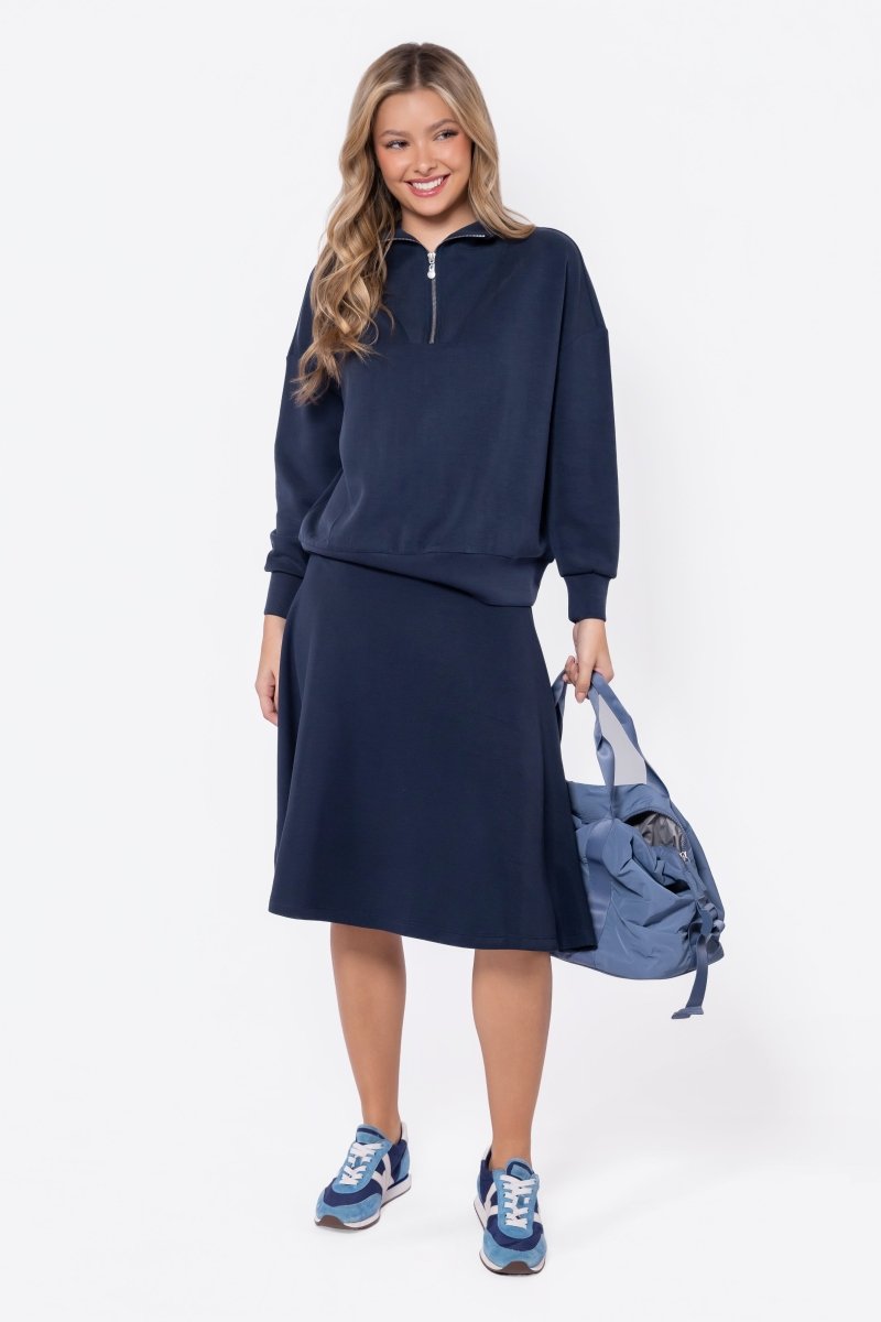 Mina Half Zip Top (Navy) – Yakira Bella