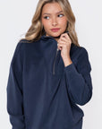 Mina Half Zip Top (Navy) - Top - Yakira Bella
