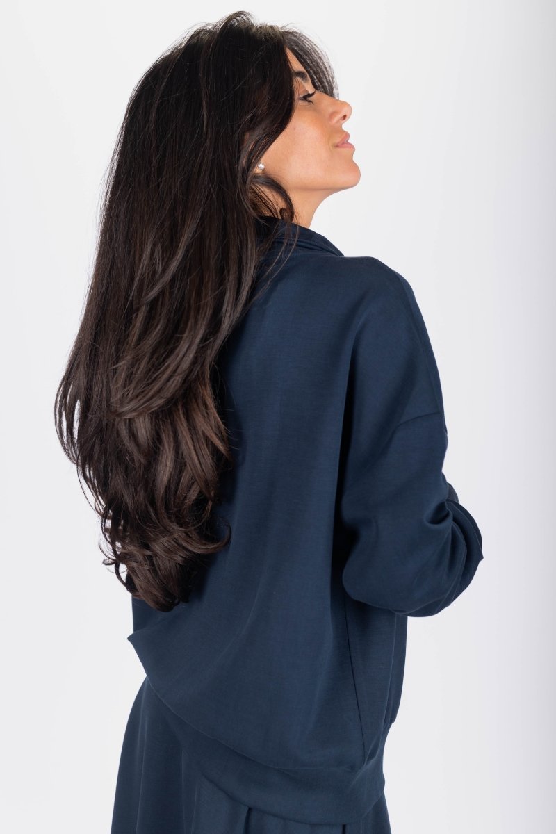 Mina Half Zip Top (Navy) - Top - Yakira Bella