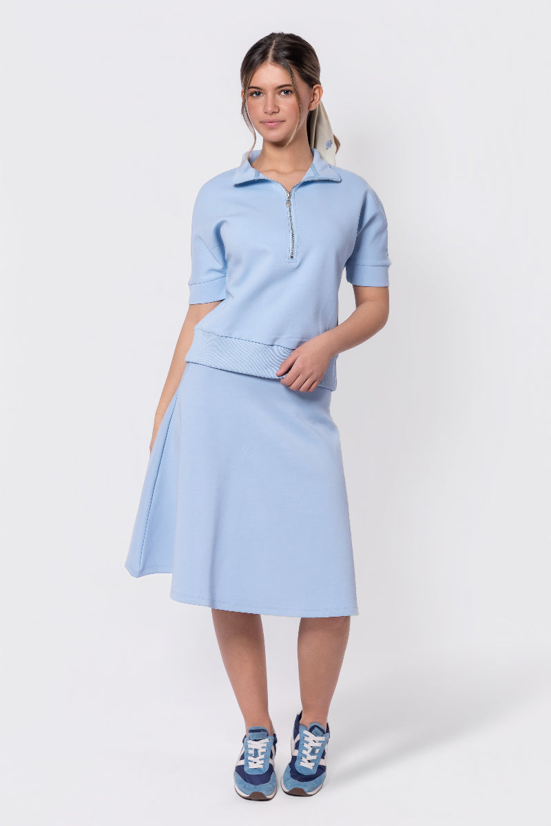 Mina Half Zip Top Short Sleeve (Baby Blue) – Yakira Bella