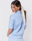 Mina Half Zip Top Short Sleeve (Baby Blue) - Top - Yakira Bella