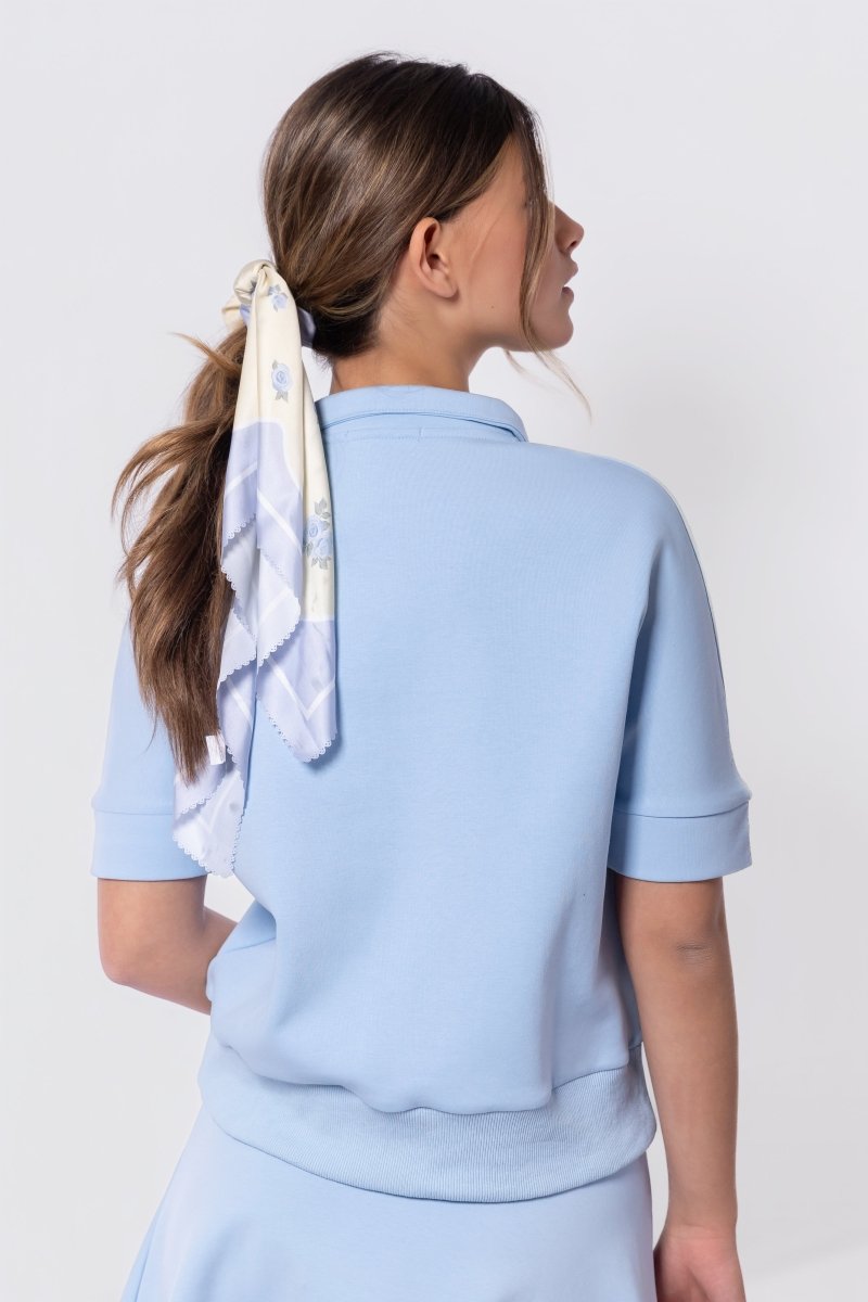 Mina Half Zip Top Short Sleeve (Baby Blue) - Top - Yakira Bella