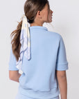 Mina Half Zip Top Short Sleeve (Baby Blue) - Top - Yakira Bella