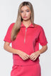 Mina Half Zip Top Short Sleeve (Coral)