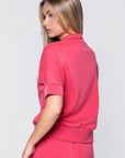 Mina Half Zip Top Short Sleeve (Coral) - Top - Yakira Bella
