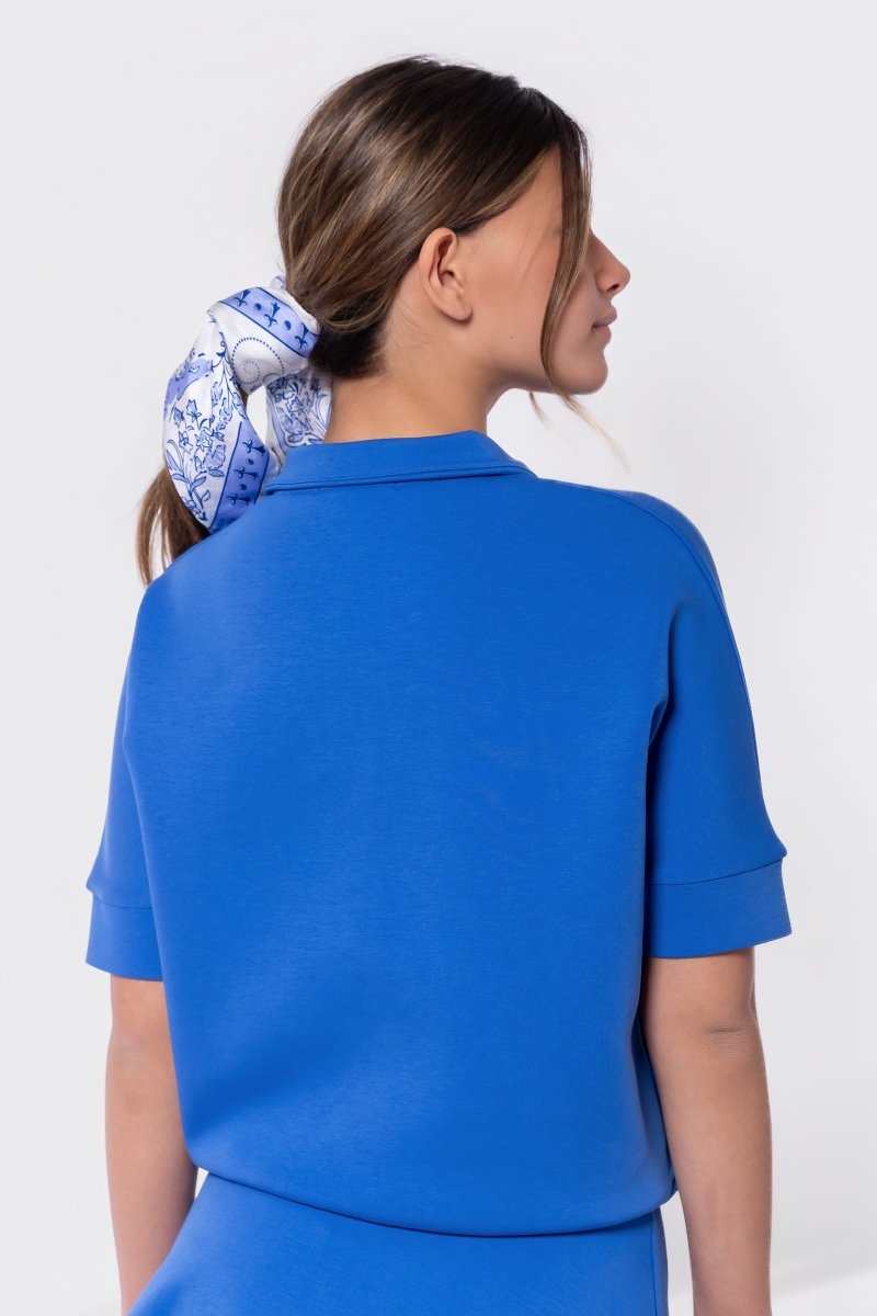 Mina Half Zip Top Short Sleeve (Marina Blue) - Top - Yakira Bella