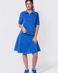 Mina Half Zip Top Short Sleeve (Marina Blue) - Top - Yakira Bella