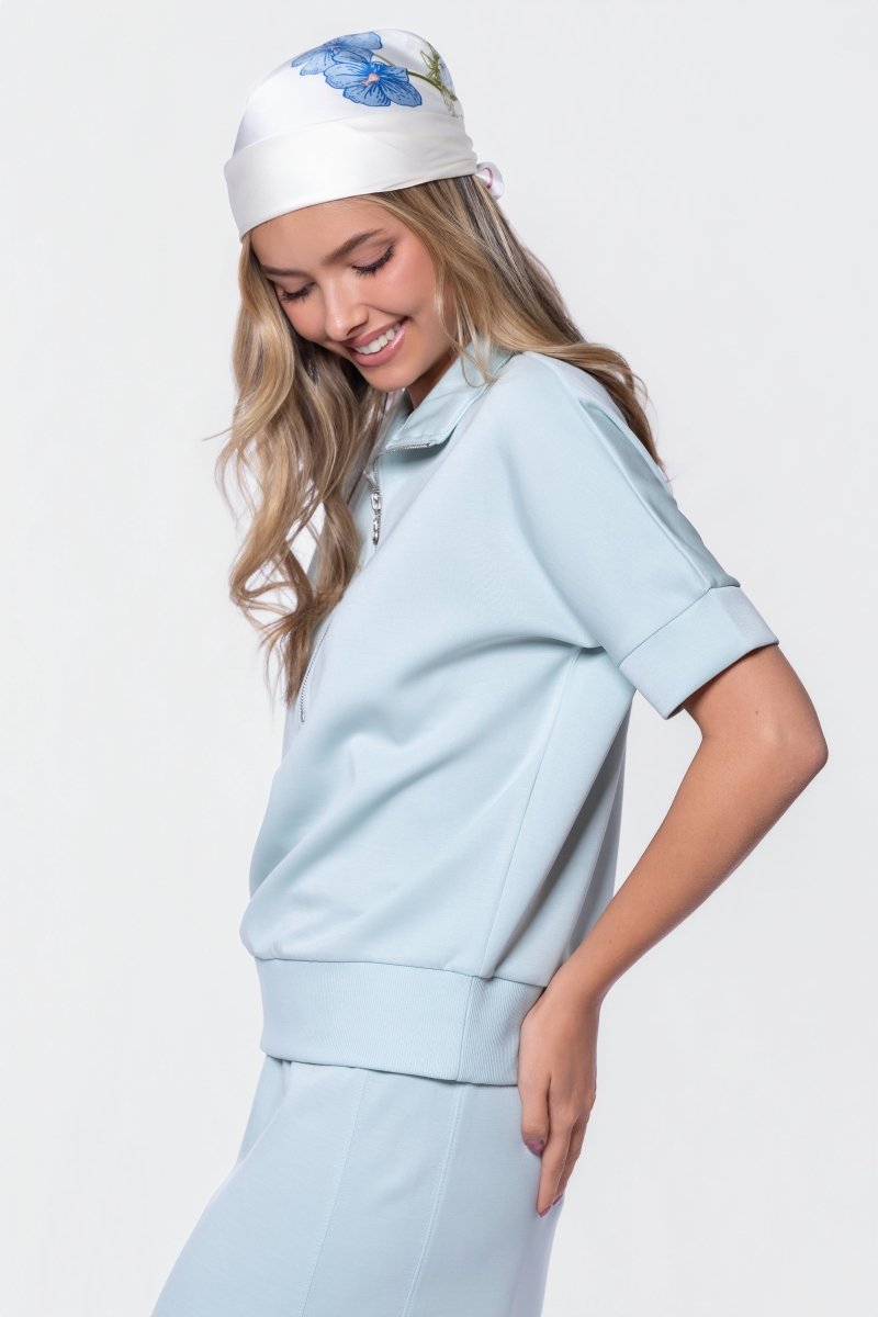 Mina Half Zip Top Short Sleeve (Mint) - Top - Yakira Bella