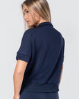 Mina Half Zip Top Short Sleeve (Navy) - Top - Yakira Bella
