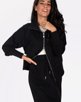 MINA ZIP UP JACKET (BLACK) - Top - Yakira Bella