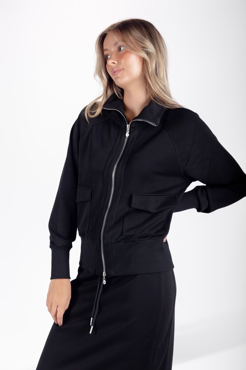 Mina Zip Up Jacket (Black) - Top - Yakira Bella