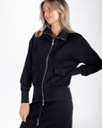 Mina Zip Up Jacket (Black) - Top - Yakira Bella