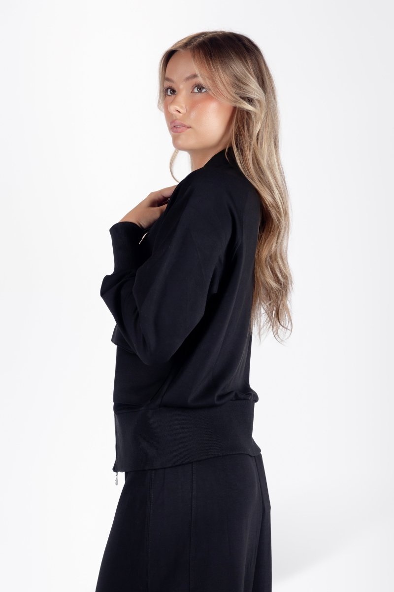 Mina Zip Up Jacket (Black) - Top - Yakira Bella