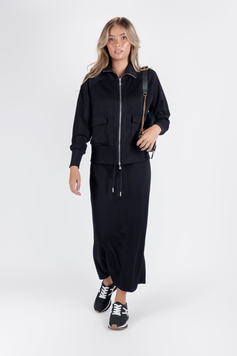 Mina Zip Up Jacket (Black) - Top - Yakira Bella