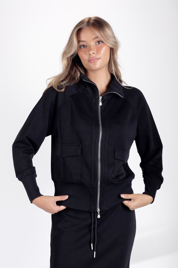 Mina Zip Up Jacket (Black) - Top - Yakira Bella