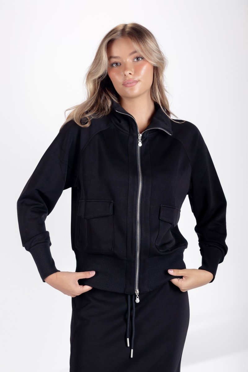 Mina Zip Up Jacket (Black) - Top - Yakira Bella
