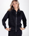 Mina Zip Up Jacket (Black) - Top - Yakira Bella