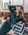 Mina Zip Up Jacket (Dark Green) - Top - Yakira Bella