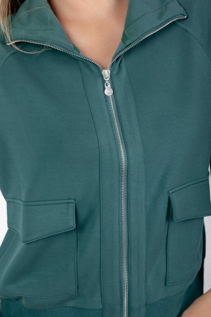 Mina Zip Up Jacket (Dark Green) - Top - Yakira Bella