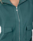Mina Zip Up Jacket (Dark Green) - Top - Yakira Bella