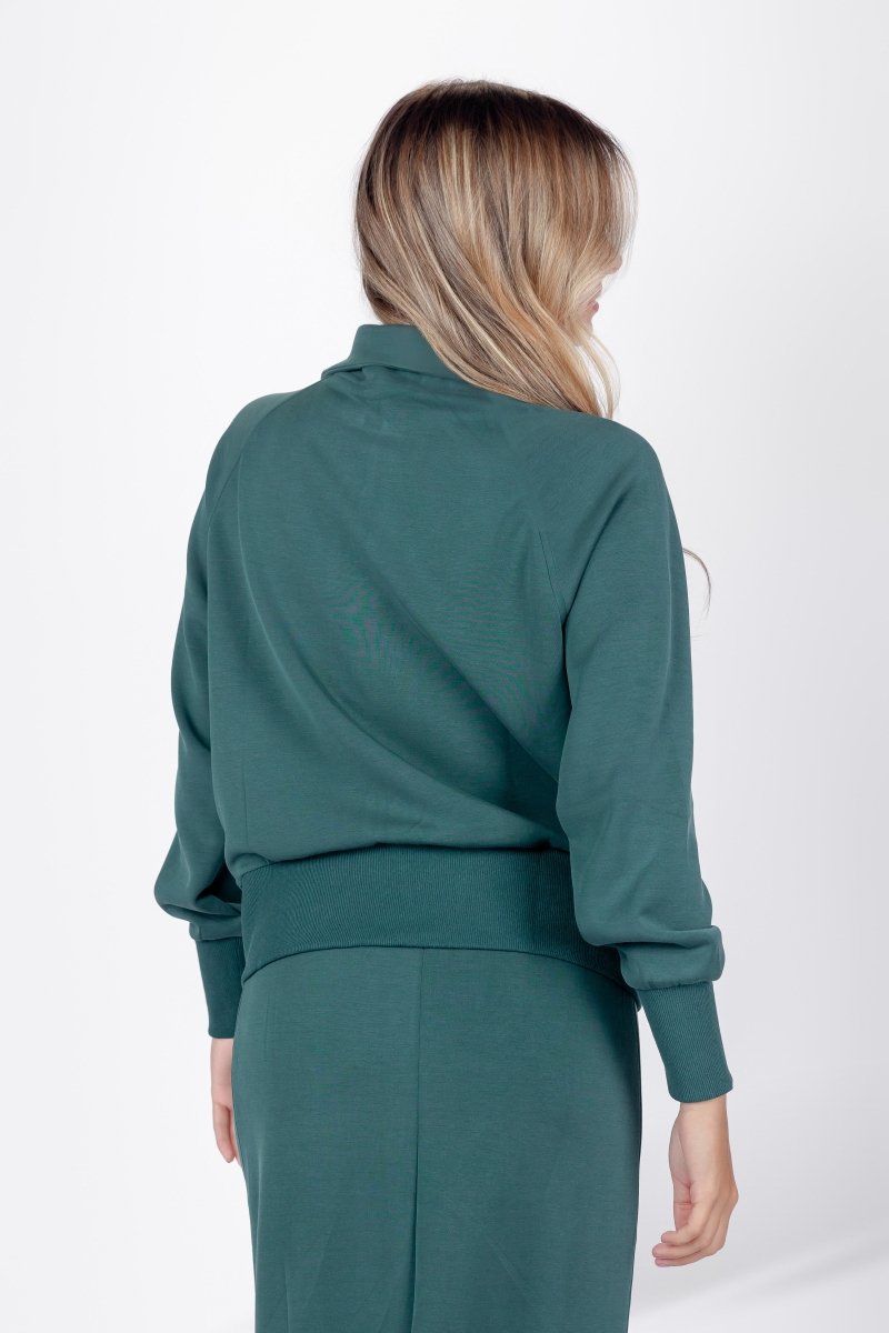 Mina Zip Up Jacket (Dark Green) - Top - Yakira Bella