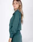Mina Zip Up Jacket (Dark Green) - Top - Yakira Bella