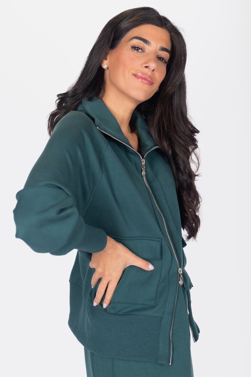 MINA ZIP UP JACKET (DARK GREEN) - Top - Yakira Bella