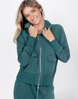 Mina Zip Up Jacket (Dark Green) - Top - Yakira Bella