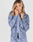 Mina Zip up Jacket (Light Blue) - Top - Yakira Bella