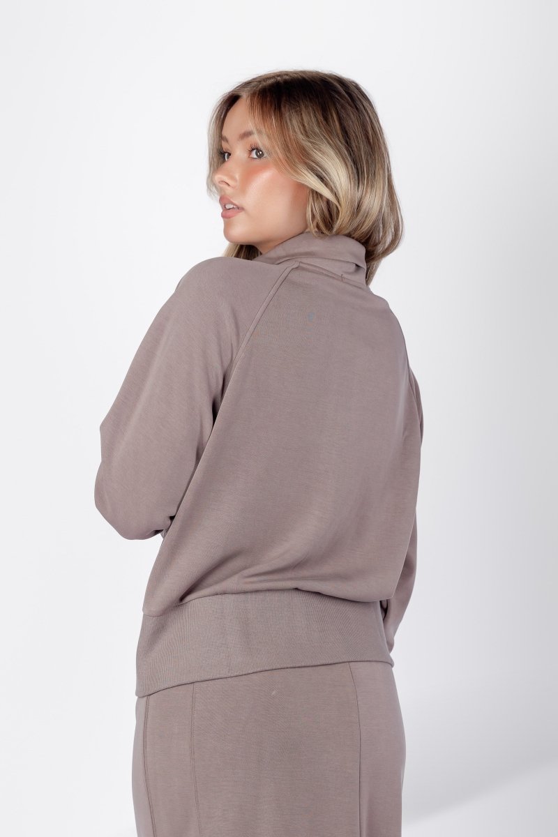Mina Zip Up Jacket (Mocha) - Top - Yakira Bella