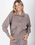 Mina Zip Up Jacket (Mocha) - Top - Yakira Bella