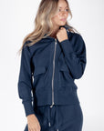 Mina Zip up Jacket (Navy) - Top - Yakira Bella